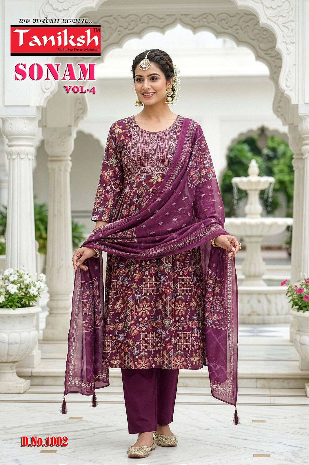 Taniksh Sonam Vol-4 Vertical Embroidery Stitched Suit Set