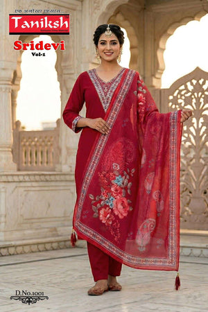 Taniksh Sridevi Vol 2 Roman Embroidered Kurti Pant Dupatta Set