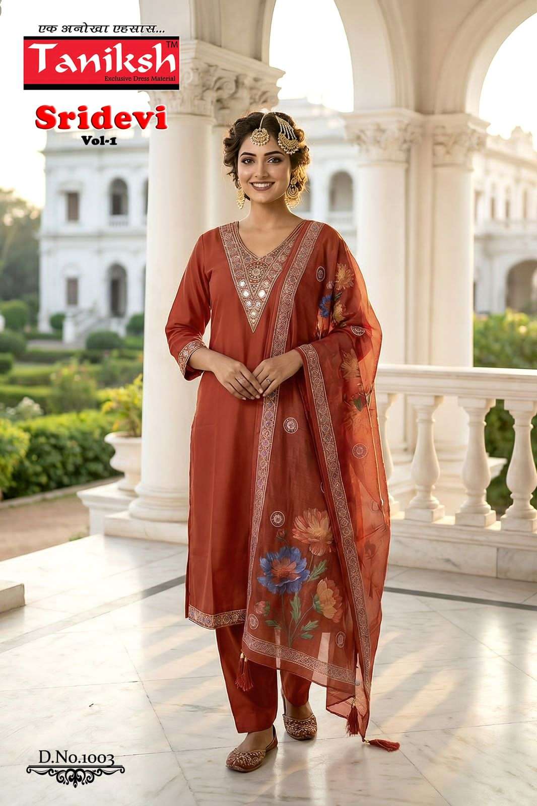 Taniksh Sridevi Vol 2 Roman Embroidered Kurti Pant Dupatta Set