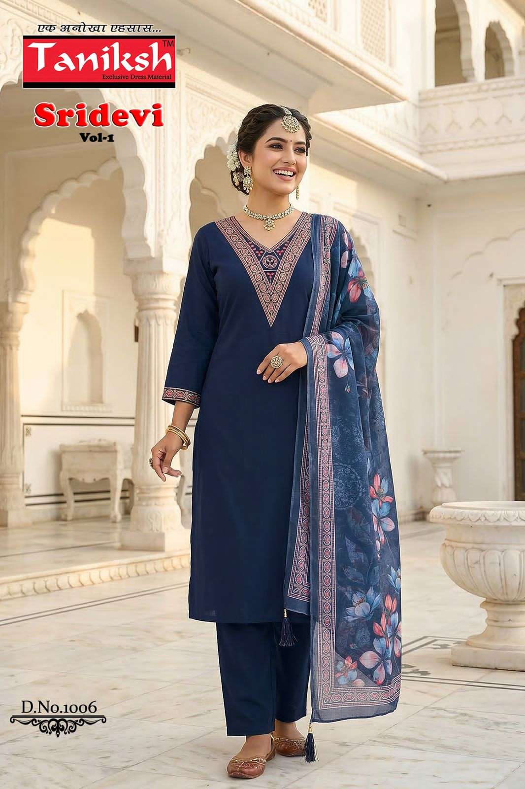Taniksh Sridevi Vol 2 Roman Embroidered Kurti Pant Dupatta Set