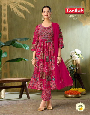 TANIKSH SRIVALLI VOL-7 Capsule Foil Printed Stitched Anarkali Suit Set - Amrah Wholesale