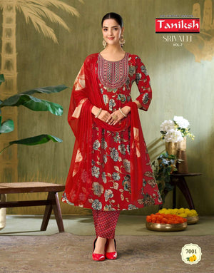 TANIKSH SRIVALLI VOL-7 Capsule Foil Printed Stitched Anarkali Suit Set - Amrah Wholesale