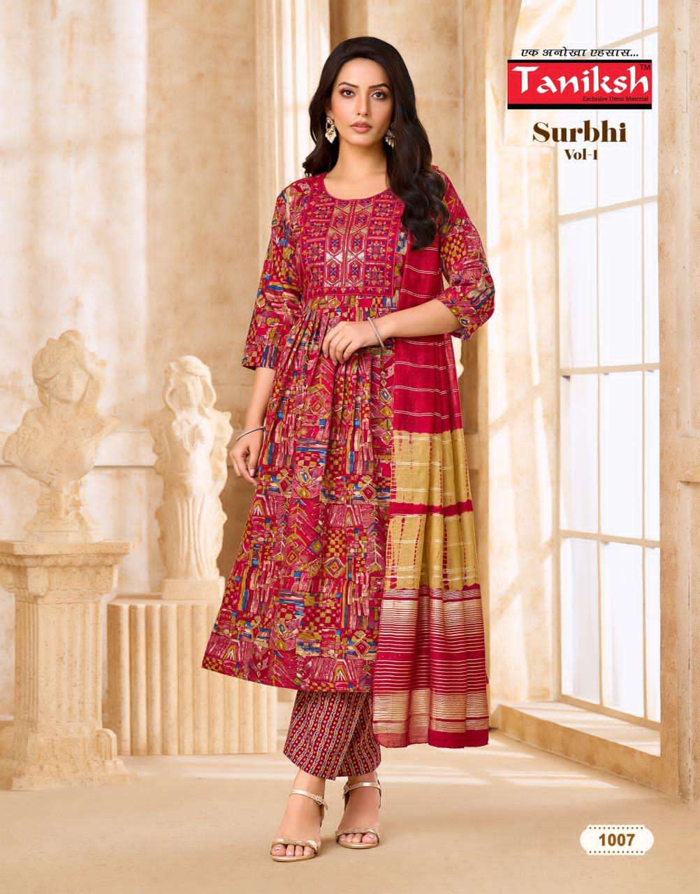 Taniksh Surbhi Vol 1 Rayon Fancy 3 Piece Suit Set - Amrah Wholesale