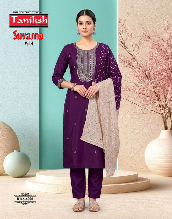 Tanishk Fashion Suvarna Vol 4 Roman Embroidered Salwar Suit Set - Amrah Wholesale