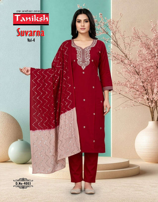 Tanishk Fashion Suvarna Vol 4 Roman Embroidered Salwar Suit Set - Amrah Wholesale