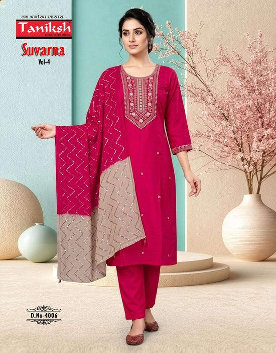 Tanishk Fashion Suvarna Vol 4 Roman Embroidered Salwar Suit Set - Amrah Wholesale