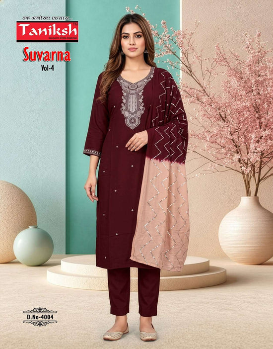 Tanishk Fashion Suvarna Vol 4 Roman Embroidered Salwar Suit Set - Amrah Wholesale