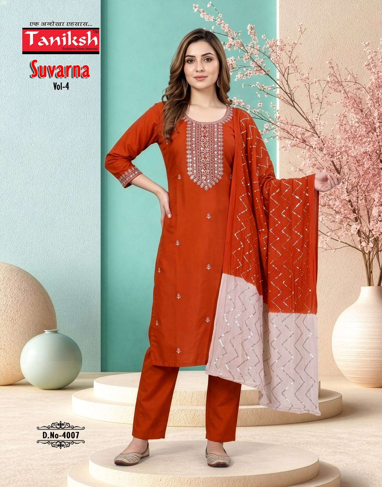 Tanishk Fashion Suvarna Vol 4 Roman Embroidered Salwar Suit Set - Amrah Wholesale