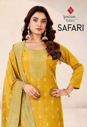 Tanishk Fashion Safari Dress Material Muslin Jacquard Catalogue - Amrah Wholesale