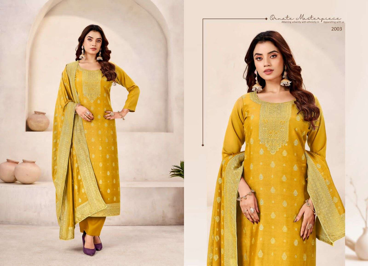 Tanishk Fashion Safari Dress Material Muslin Jacquard Catalogue - Amrah Wholesale