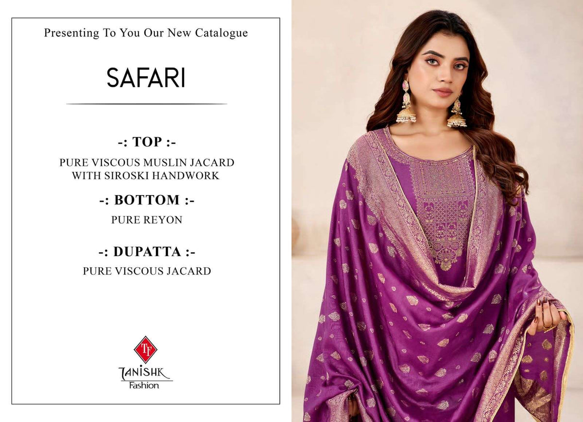 Tanishk Fashion Safari Dress Material Muslin Jacquard Catalogue - Amrah Wholesale