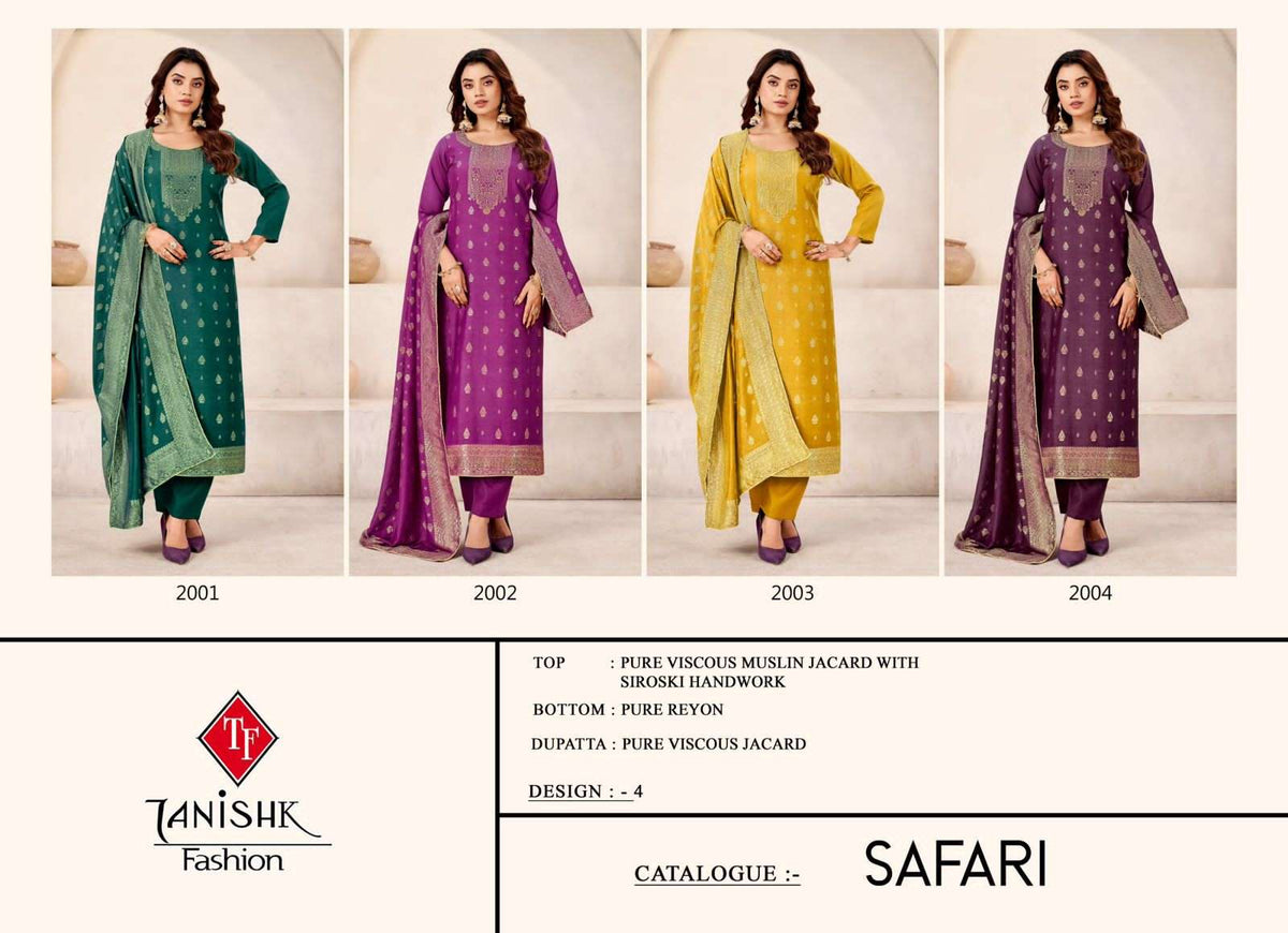 Tanishk Fashion Safari Dress Material Muslin Jacquard Catalogue - Amrah Wholesale