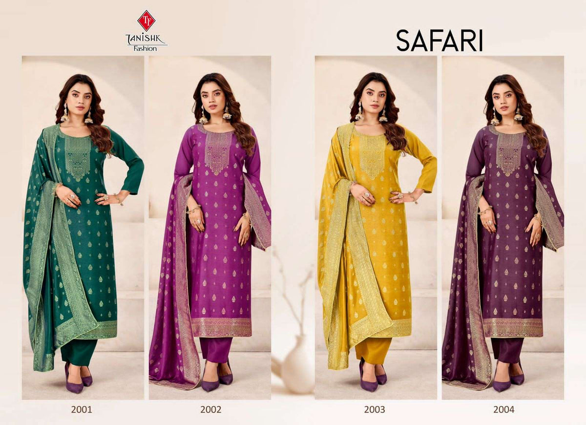 Tanishk Fashion Safari Dress Material Muslin Jacquard Catalogue - Amrah Wholesale