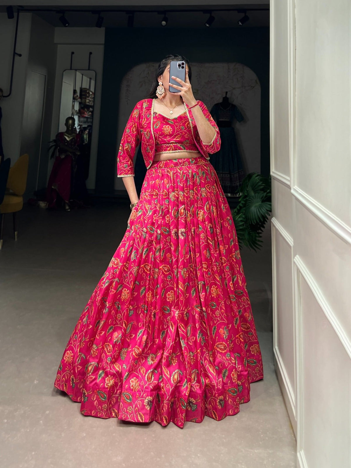 Taraa L 1136 Tasar Silk Floral Printed Lehenga - Amrah Wholesale