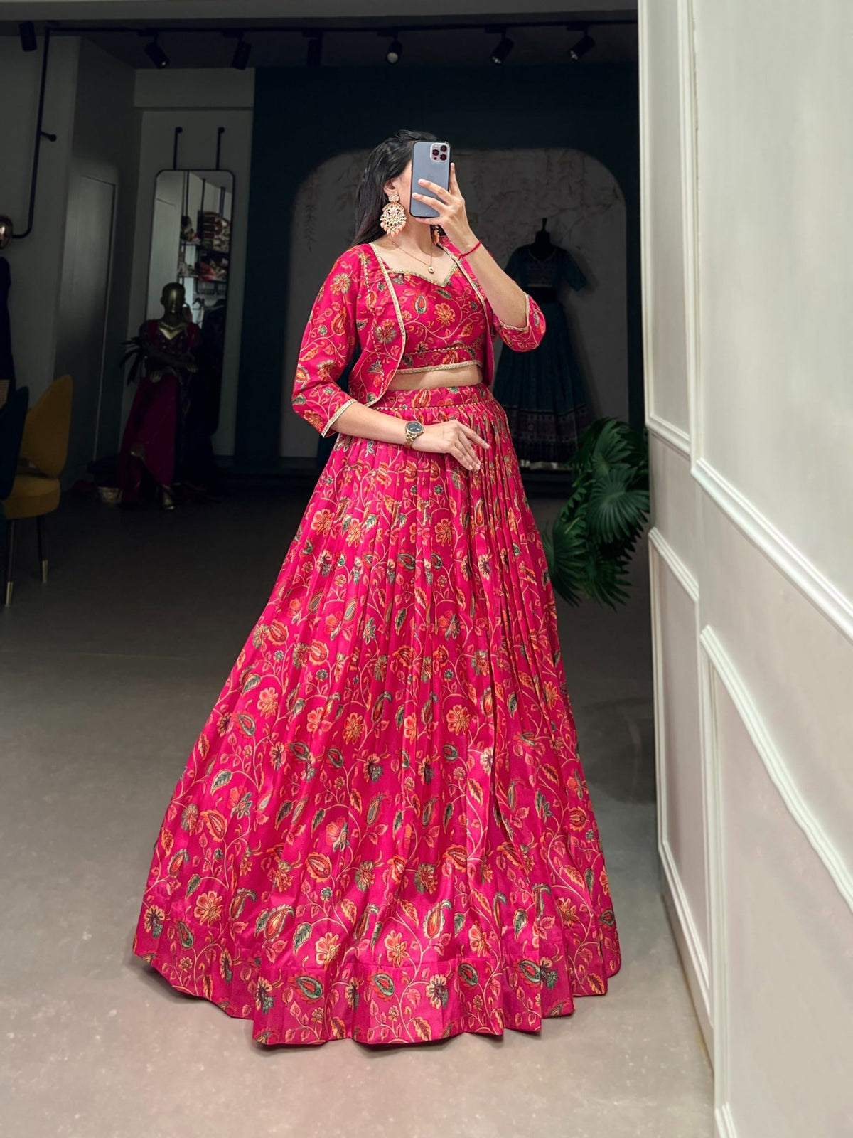 Taraa L 1136 Tasar Silk Floral Printed Lehenga - Amrah Wholesale