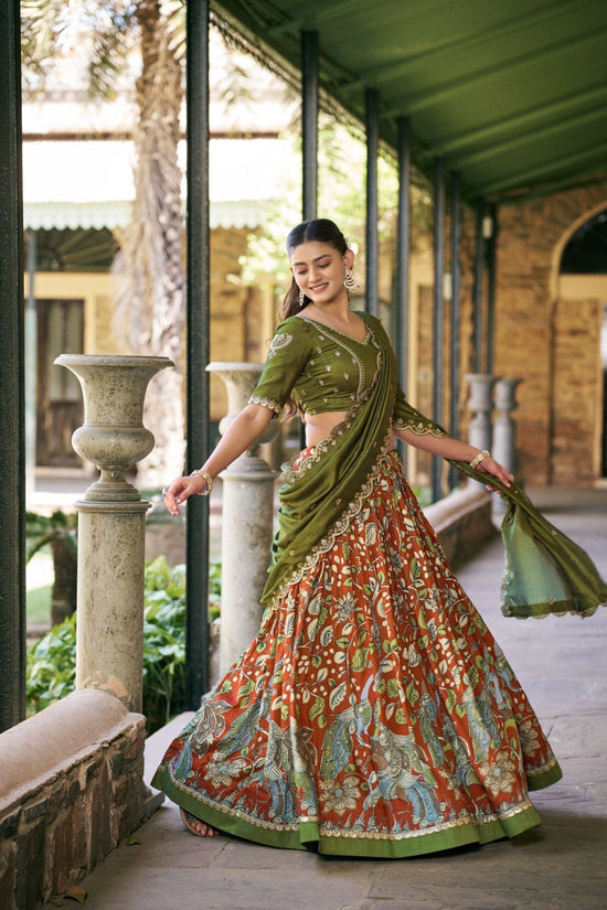 Taraa L 1207 Tasar Silk Kalamkari Printed Lehenga Choli - Amrah Wholesale