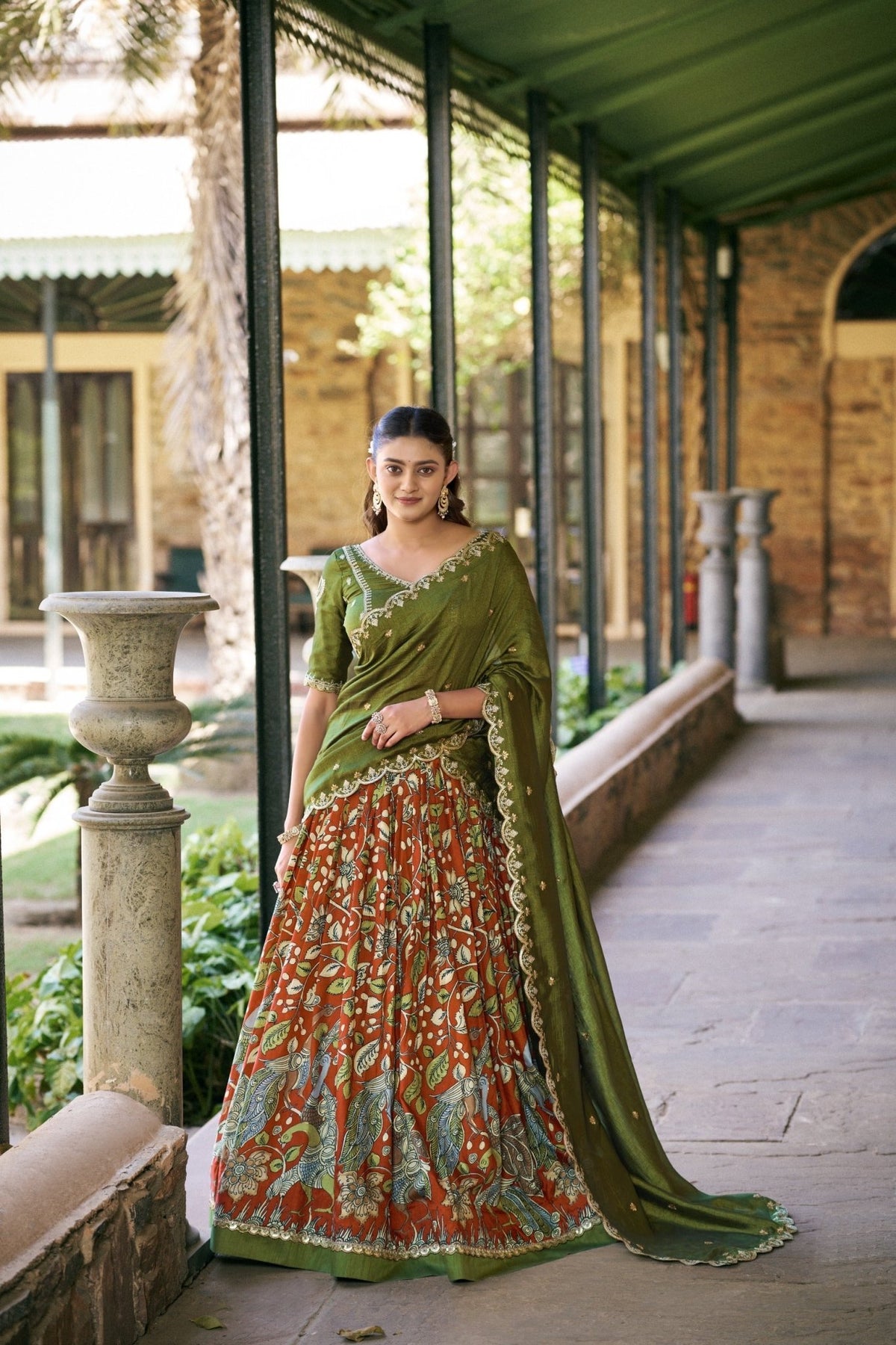 Taraa L 1207 Tasar Silk Kalamkari Printed Lehenga Choli - Amrah Wholesale