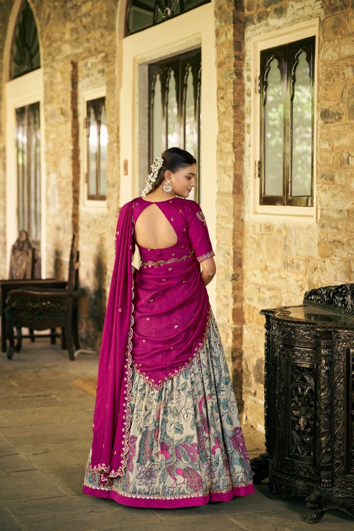 Taraa L 1207 Tasar Silk Kalamkari Printed Lehenga Choli - Amrah Wholesale