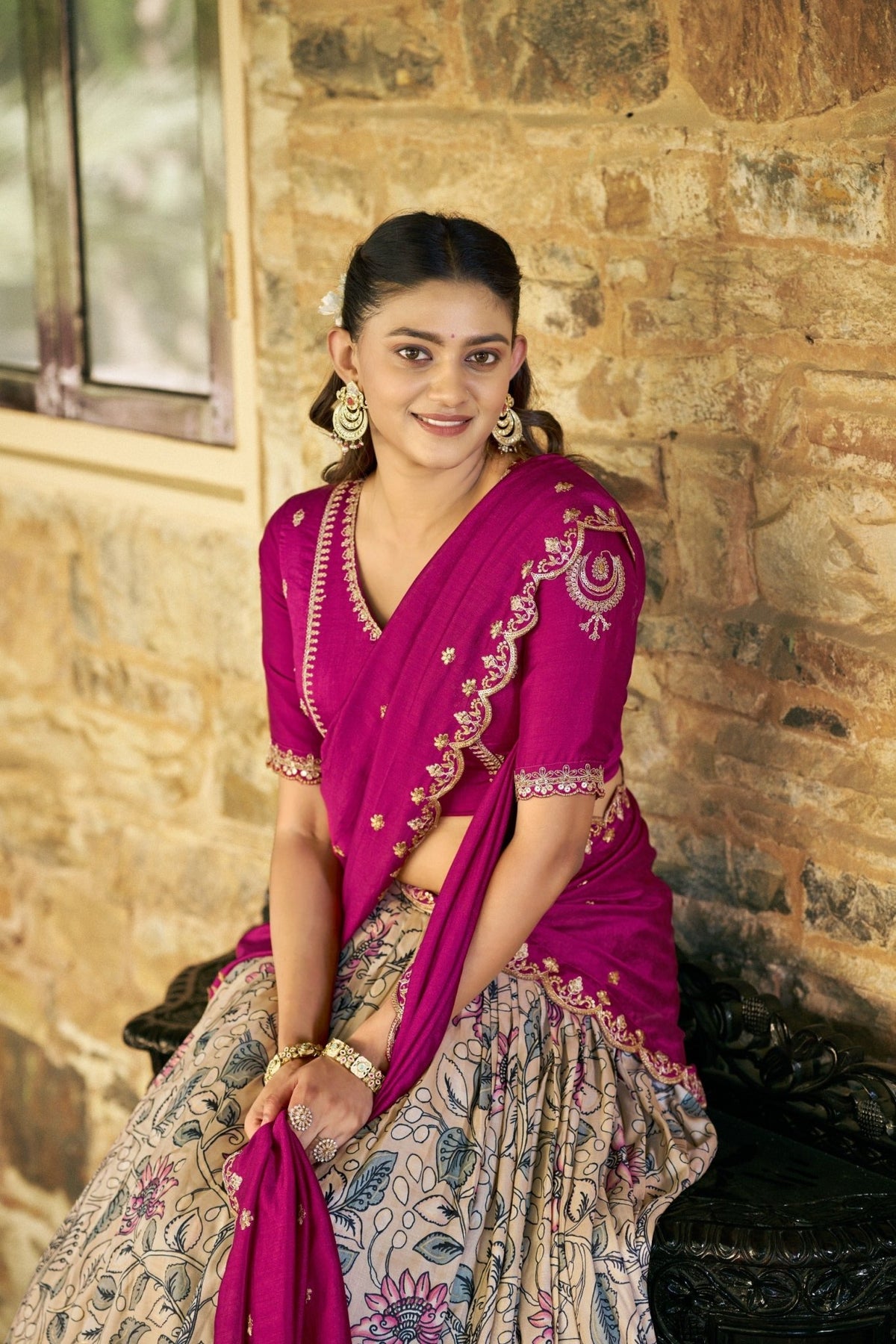 Taraa L 1207 Tasar Silk Kalamkari Printed Lehenga Choli - Amrah Wholesale