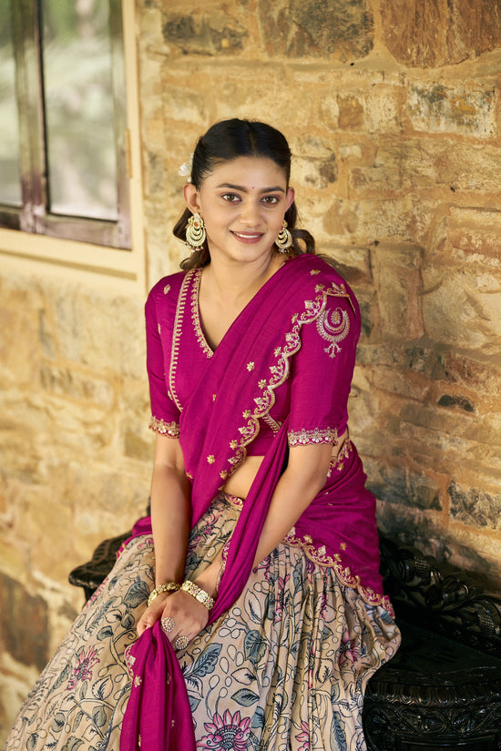 Taraa L 1207 Tasar Silk Kalamkari Printed Lehenga Choli