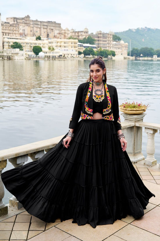 Taraa L 1662 Pure Rayon Traditional Gamthi Work Lehenga Choli with Koti - Amrah Wholesale