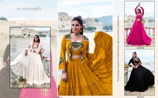Taraa L 1662 Pure Rayon Traditional Gamthi Work Lehenga Choli with Koti - Amrah Wholesale