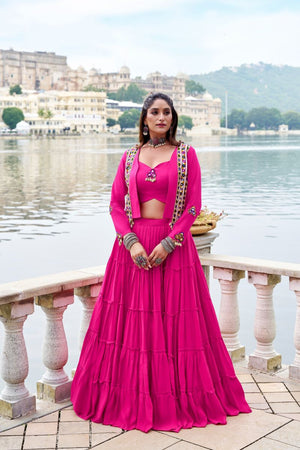Taraa L 1662 Pure Rayon Traditional Gamthi Work Lehenga Choli with Koti - Amrah Wholesale