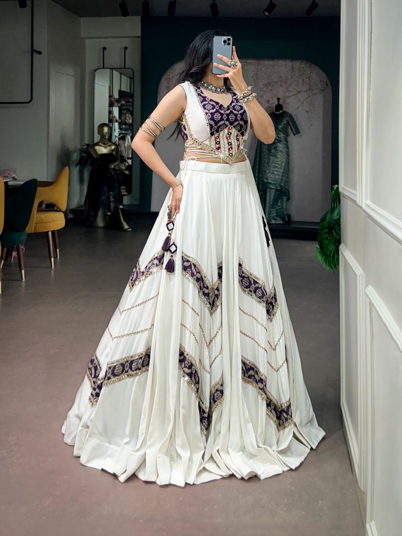 Taraa L 1788 Pure Rayon Gamthi Mirror Lace Traditional Lehenga Choli