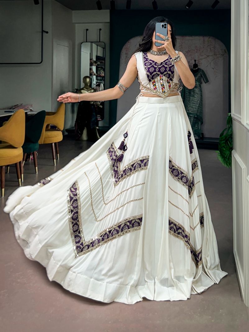 Taraa L 1788 Pure Rayon Gamthi Mirror Lace Traditional Lehenga Choli