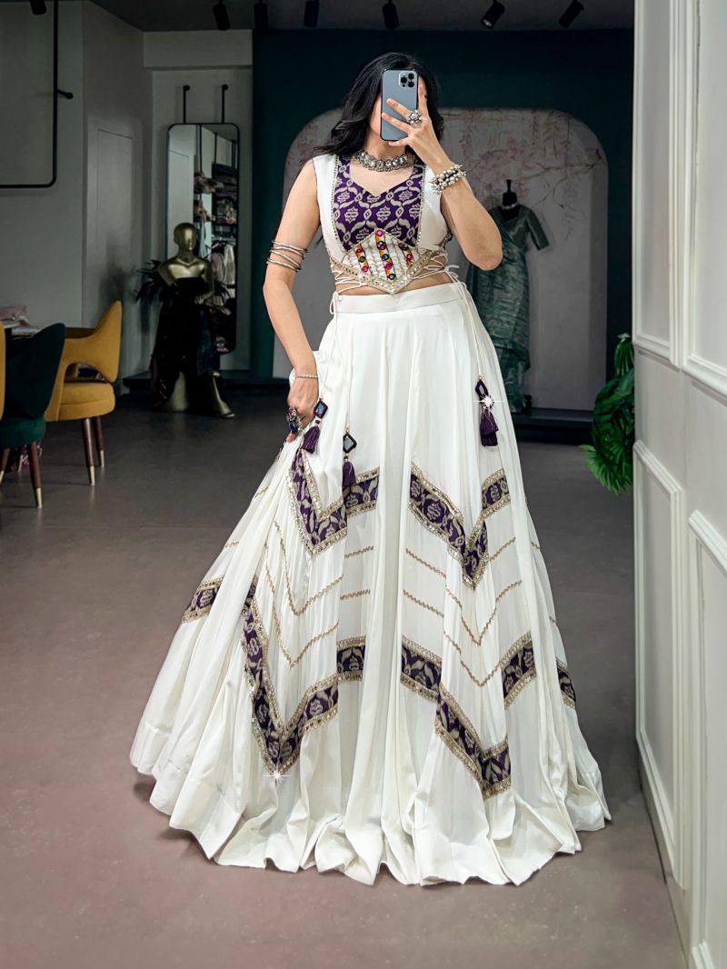 Taraa L 1788 Pure Rayon Gamthi Mirror Lace Traditional Lehenga Choli