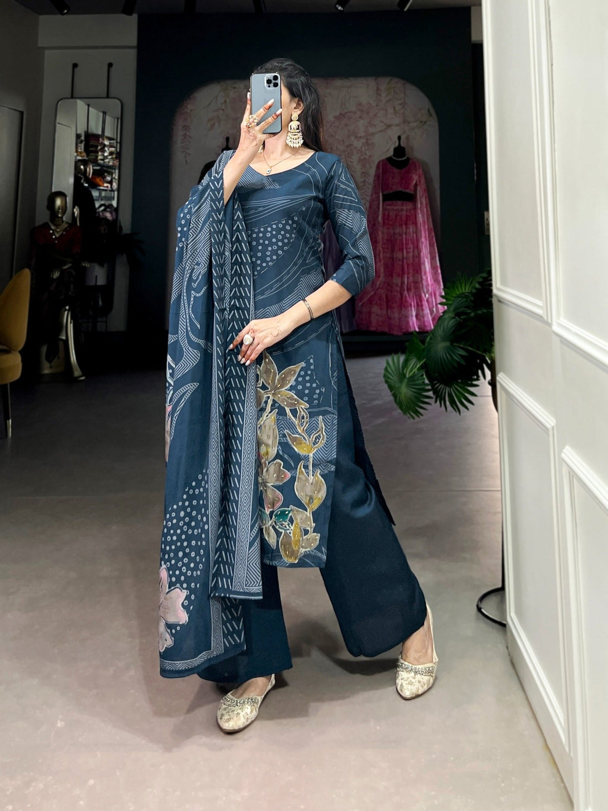 Taraa L 3301 Roman Silk Kurti Pant Dupatta Set - Amrah Wholesale