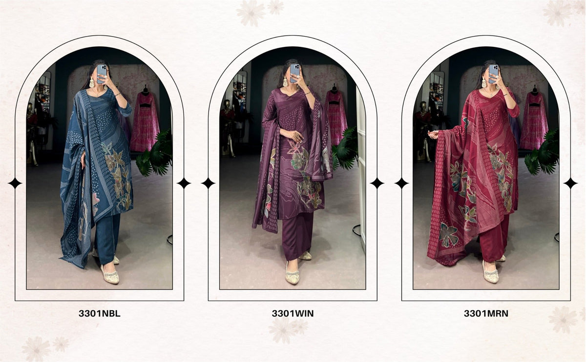 Taraa L 3301 Roman Silk Kurti Pant Dupatta Set - Amrah Wholesale