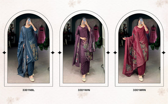 Taraa L 3301 Roman Silk Kurti Pant Dupatta Set - Amrah Wholesale