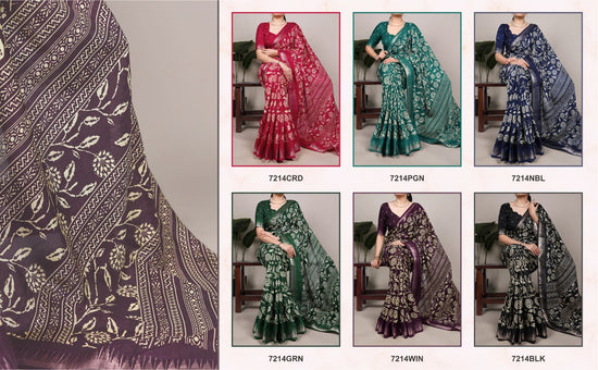 Taraa L 7214 Slub Silk Printed Saree
