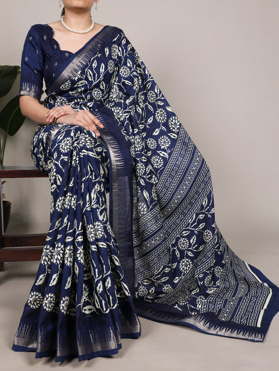 Taraa L 7214 Slub Silk Printed Saree