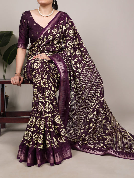 Taraa L 7214 Slub Silk Printed Saree