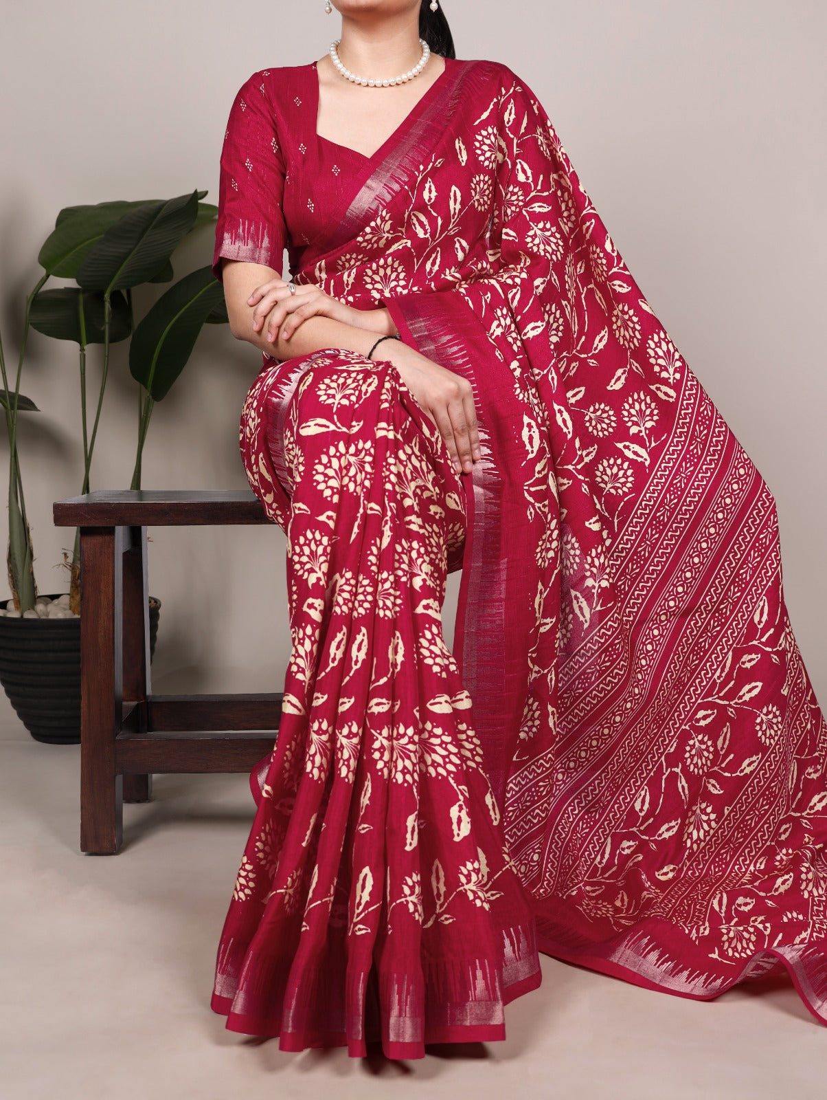 Taraa L 7214 Slub Silk Printed Saree