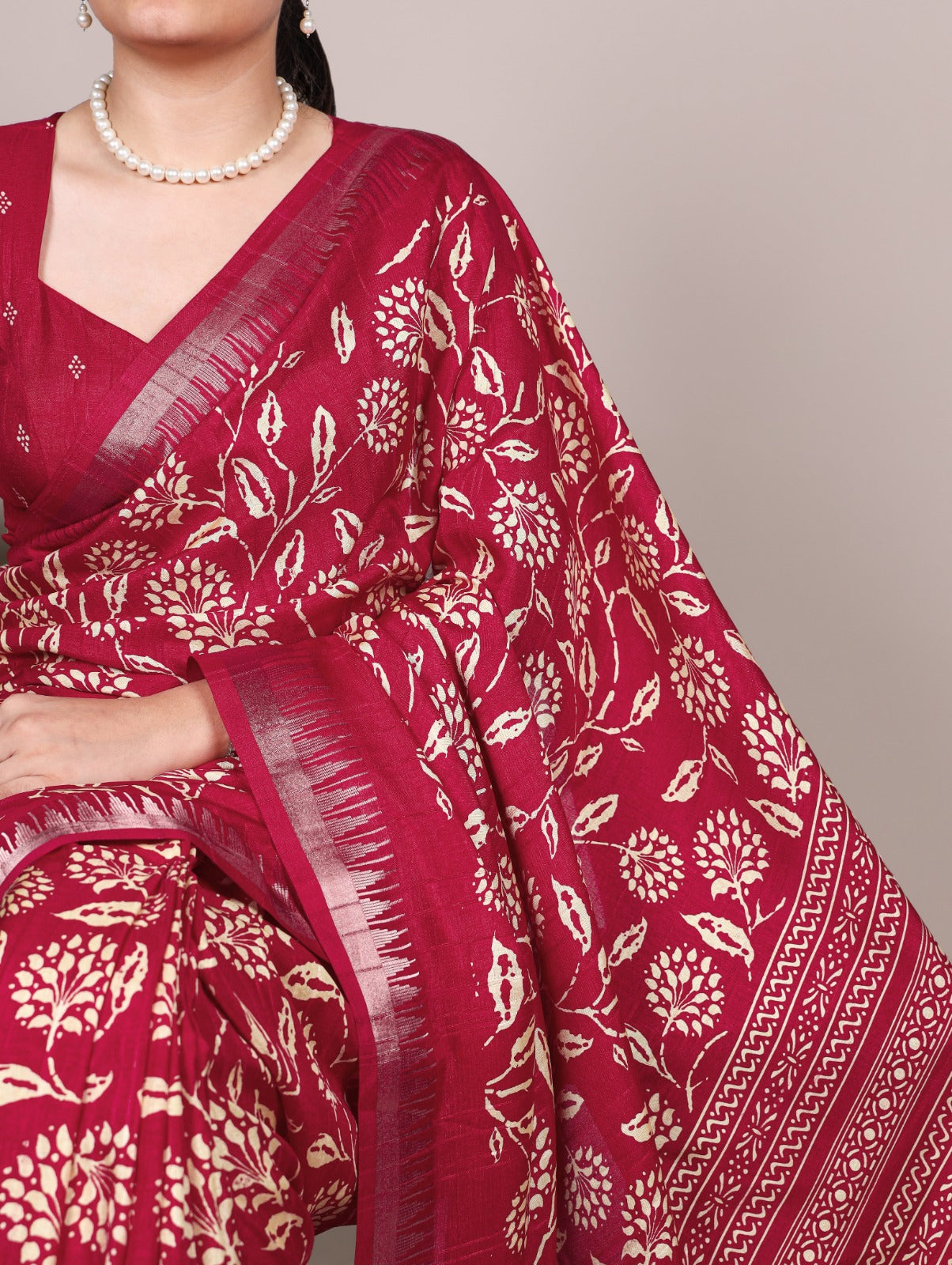 Taraa L 7214 Slub Silk Printed Saree