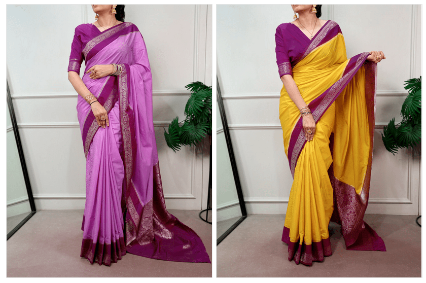 Taraa L 7900 Mysore Crepe Zari Weaving Saree - Amrah Wholesale