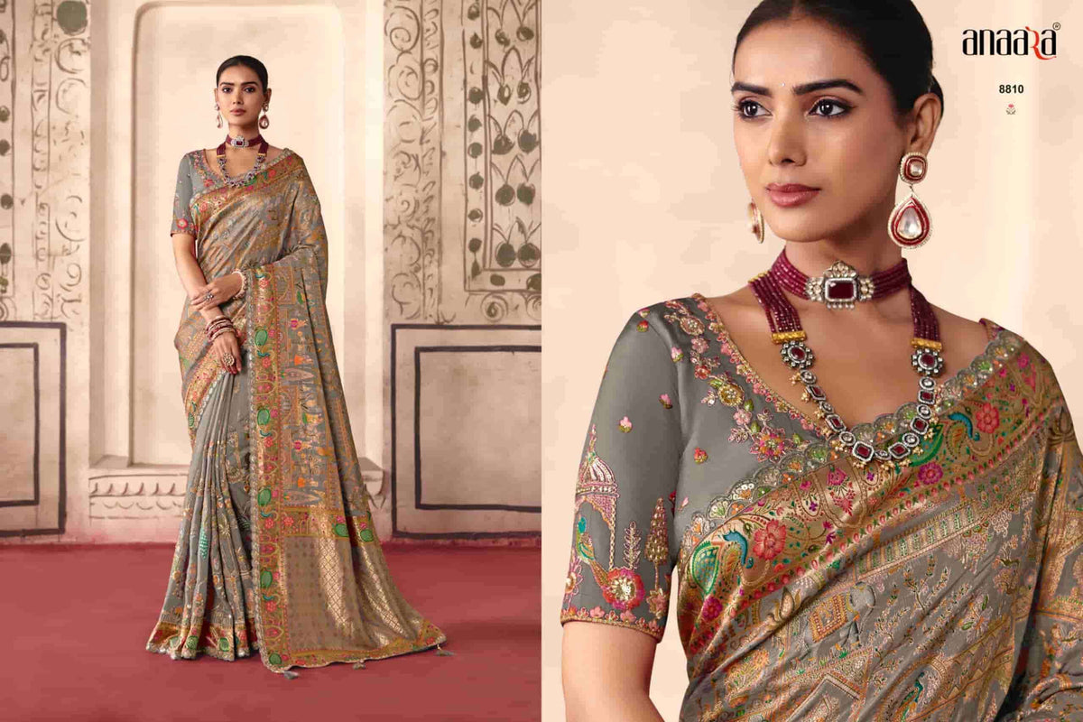 TATHASTU 8800 SERIES Dola Silk Thread Work Embroidered Saree