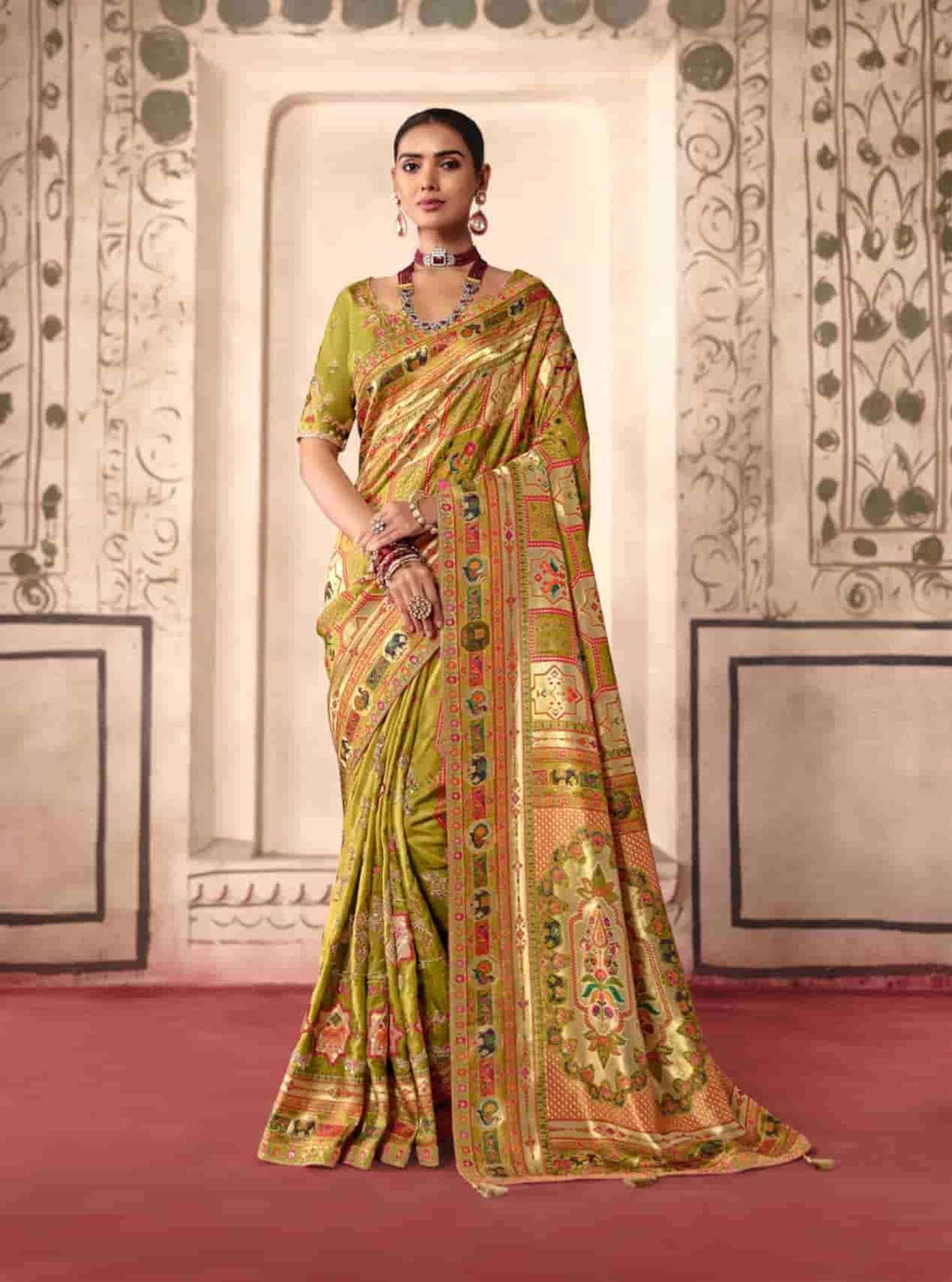 TATHASTU 8800 SERIES Dola Silk Thread Work Embroidered Saree