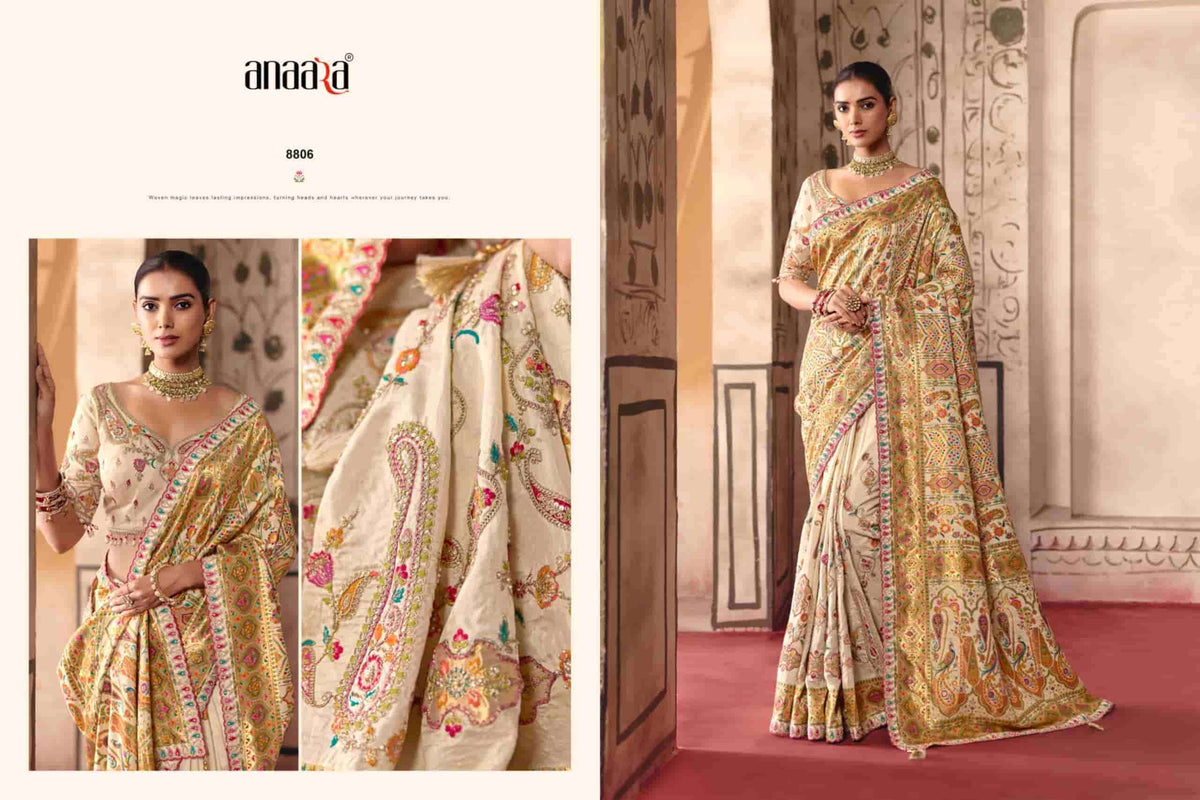 TATHASTU 8800 SERIES Dola Silk Thread Work Embroidered Saree