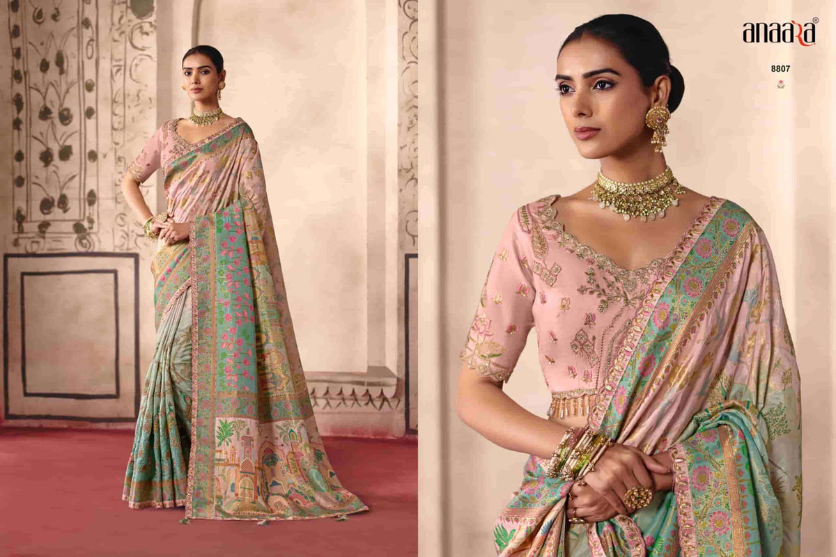 TATHASTU 8800 SERIES Dola Silk Thread Work Embroidered Saree