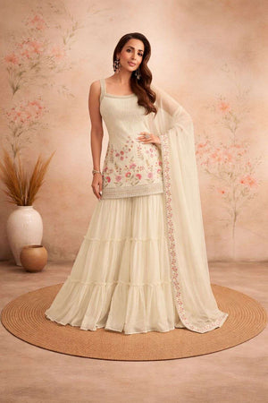 Tawakkal 1043 Faux Georgette Embroidered Sequins Dress Material - Amrah Wholesale