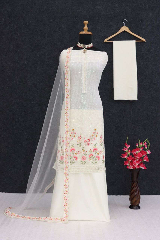 Tawakkal 1043 Faux Georgette Embroidered Sequins Dress Material - Amrah Wholesale