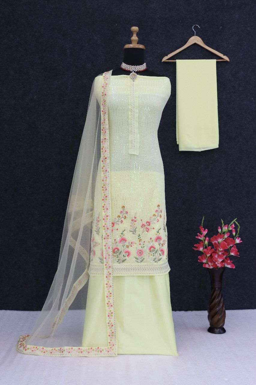 Tawakkal 1043 Faux Georgette Embroidered Sequins Dress Material - Amrah Wholesale