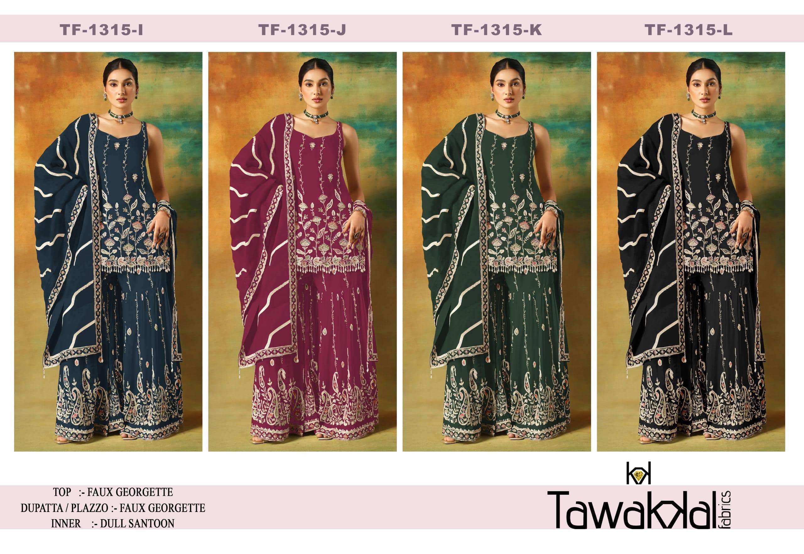 TAWAKKAL 1315 Faux Georgette Pakistani Suit Collection