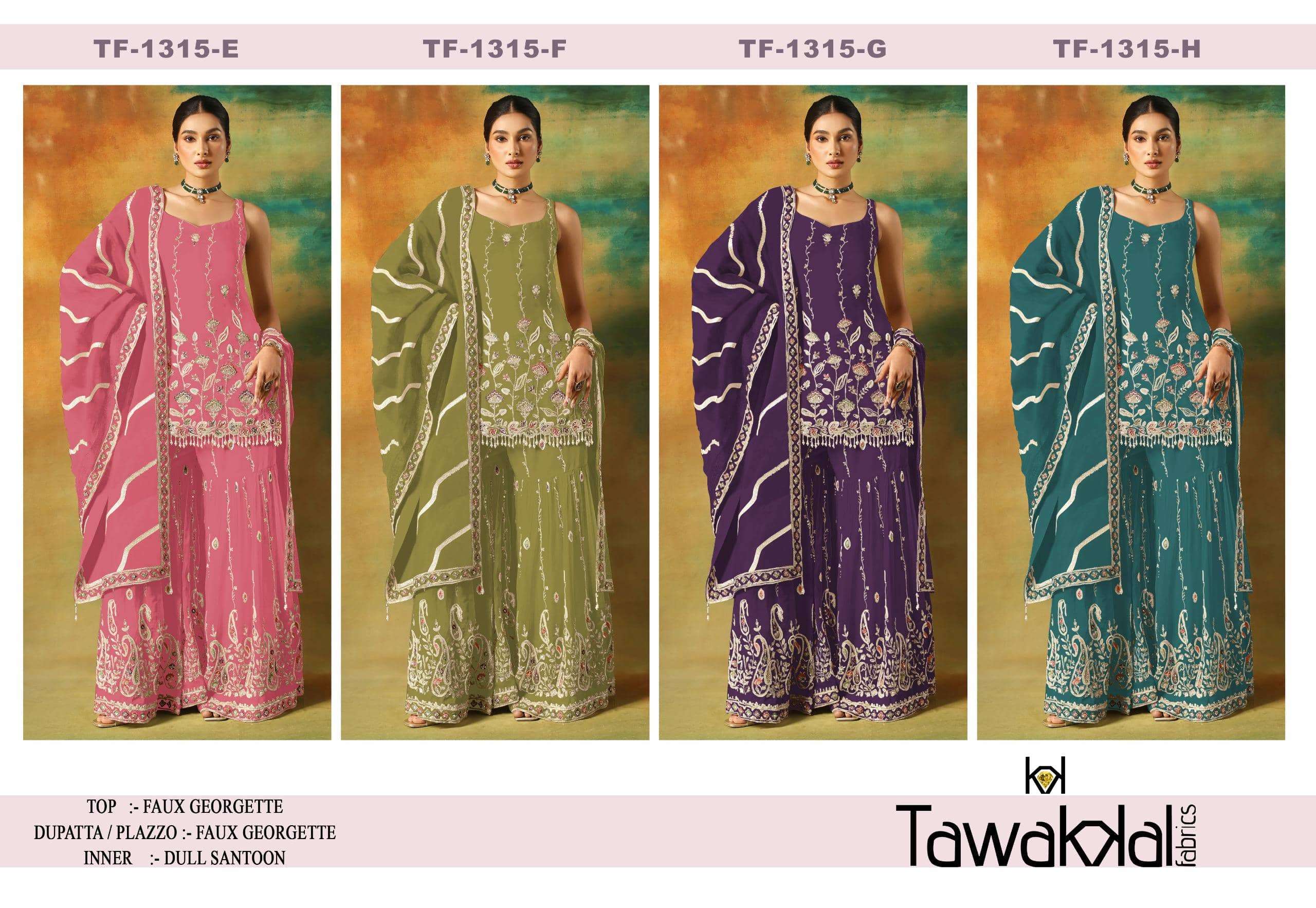 TAWAKKAL 1315 Faux Georgette Pakistani Suit Collection
