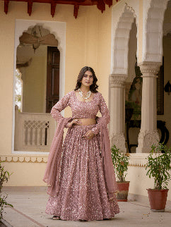 Tc 141 Faux Georgette Embroidered Lehenga Choli - Amrah Wholesale