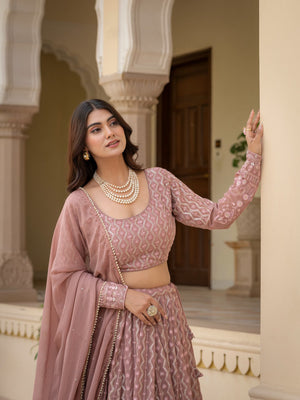 Tc 141 Faux Georgette Embroidered Lehenga Choli - Amrah Wholesale